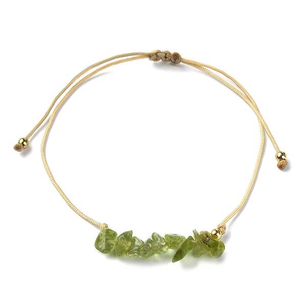 Natural Peridot Chips Braided Bead Bracelets