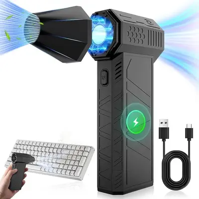 Portable Mini Jet Blower, Cordless Hair Dryer, Car Dryer Type C Rechargeable, Suitable for Cars, Computers, Keyboards, Lenses...