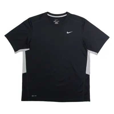 NIKE Dri-Fit Mens T-Shirt Black Crew Neck L