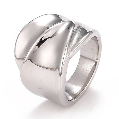Non-Tarnish 304 Stainless Steel Textured Chunky Ring for Men Women