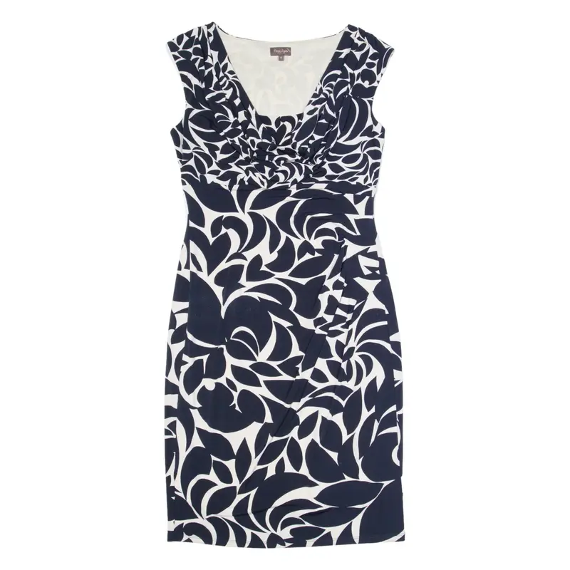 MONSOON Womens Pencil Dress Blue Floral Sleeveless Knee Length UK 12