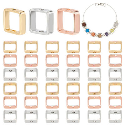 48Pcs 3 Colors Brass Bead Frame