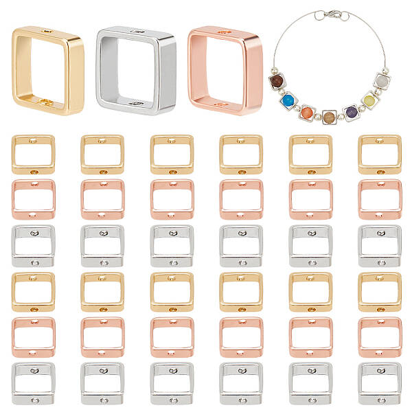 48Pcs 3 Colors Brass Bead Frame