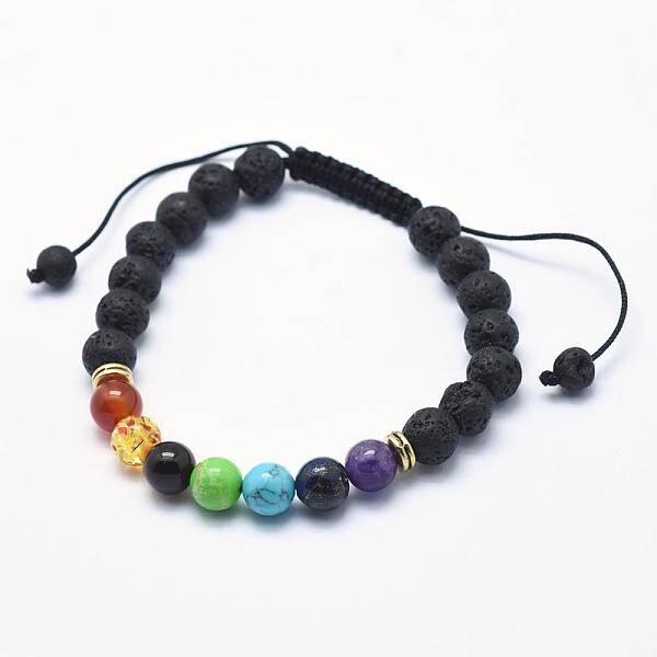 Natural Lava Rock Braided Bead Bracelets