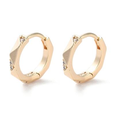 Brass Micro Pave Clear Cubic Zirconia Hoop Earrings