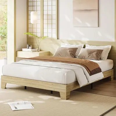Garvee Wood Platform Bed Frame Full Size with Wood Slat Support and Noise-Free Design, Particle Board, Easy Assembly, Underbe...