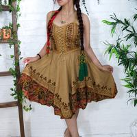 Flowy Summer Sun Dress,Bohemian Cottage Core Mini Dress,Hippie 90s Style, Petite Size Dress, Festival Fashion, Embroidered Fa...