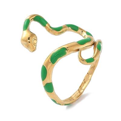 304 Stainless Steel Open Cuff Enamel Rings for Women