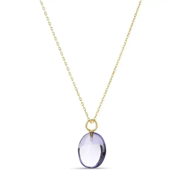 Eden Gold Chain Necklace with Amethyst Pendant | Size: Long (65 cm + 5 cm extension)