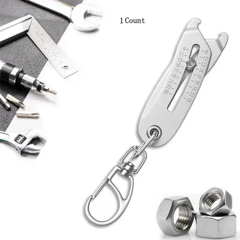 Portable Precise Thread Size Checker, Bolt Size Keychain, Compact Thread Measurement Tool for on-The-Go Convenience