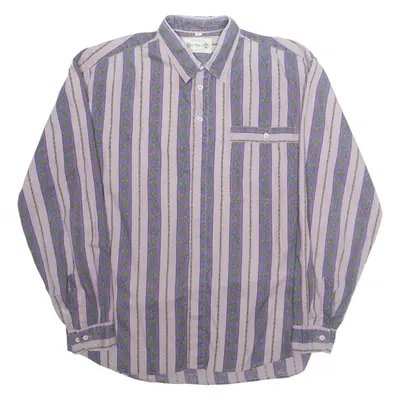 VINCI Mens Shirt Purple Striped Long Sleeve L