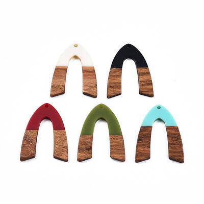 Opaque Resin & Walnut Wood Pendants