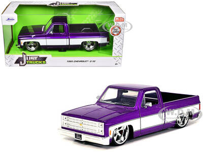 1985 Chevrolet C-10 Pickup Truck Purple Metallic and White with Cartelli Wheels Just Trucks Series 1/24 Diecast Model Car by ...