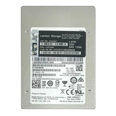 01DC447 Lenovo 1.6TB SAS 12Gb/s Hot Swappable 2.5-Inch Solid State Drive for Storage D1224