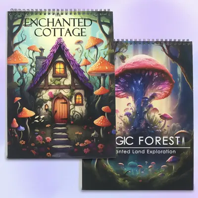 Magic Cabin Themed Coloring Book, 2 Counts Exquisite Design Coloring Books, Clear Lines Coloring Book, Great Gift for Holiday...