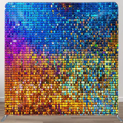 Aperturee Blue Orange Gradient Sequin Glitter Backdrop For Decor - Aperturee