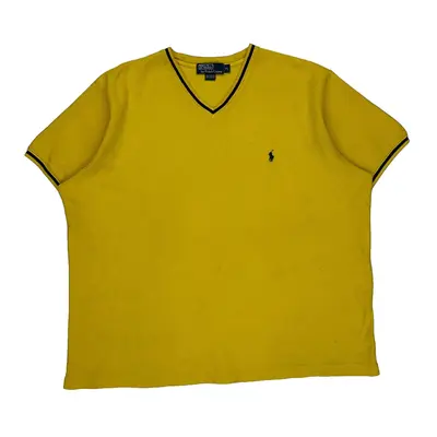 Polo By Ralph Lauren V-Neck T-Shirt - XL Yellow Cotton