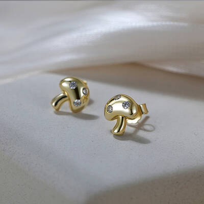 925 Sterling Silver Mushroom Stud Earrings