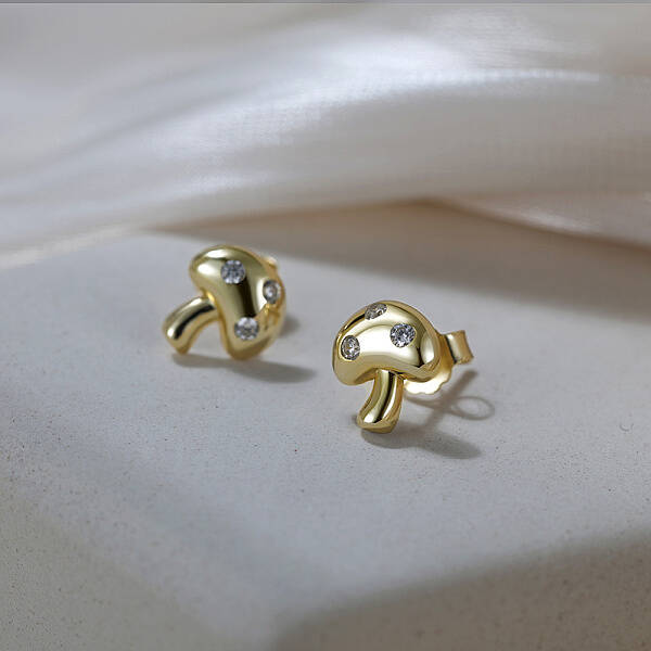 925 Sterling Silver Mushroom Stud Earrings