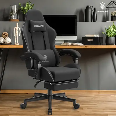 Dowinx Gaming Chair Fabric with Pocket Spring Cushion, Ergonomic Computer Chair with Footrest,Massage Game Chair Cloth with...
