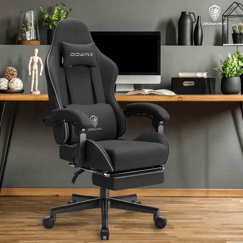 Dowinx Gaming Chair Fabric with Pocket Spring Cushion, Ergonomic Computer Chair with Footrest，Massage Game Chair Cloth with...