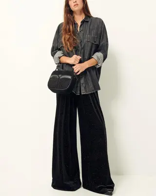 Pants Chaggy Shiny-Black | Color: SHINY BLACK | Size: FR-38