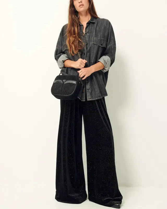 Pants Chaggy Shiny-Black | Color: SHINY BLACK | Size: FR-38