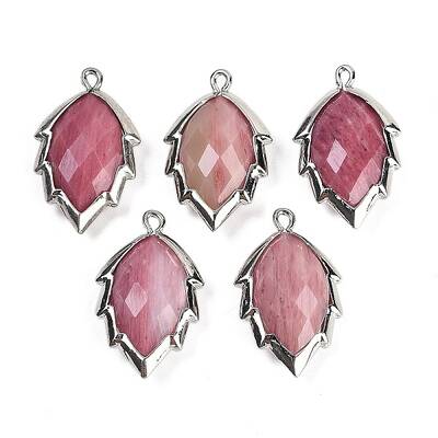 Natural Rhodonite Faceted Leaf Pendants