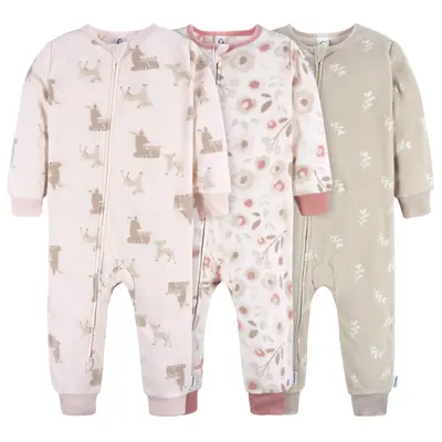 Toddler Girls' Footless Fleece Pajamas, 3-Pack