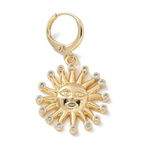Brass Micro Pave Clear Cubic Zirconia Earrings