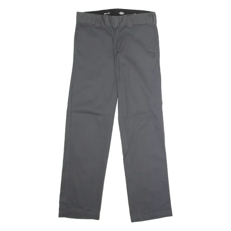DICKIES Flex Workwear Mens Twill Trousers Grey Slim Straight W30 L32