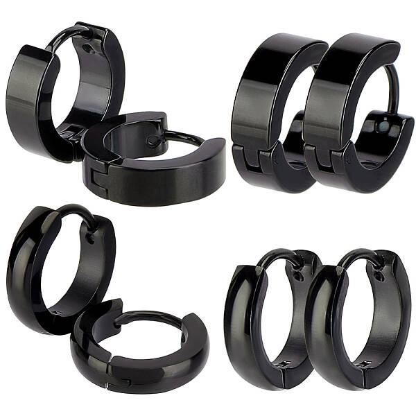 4pairs 2 Styles 304 Stainless Steel Hoop Earrings