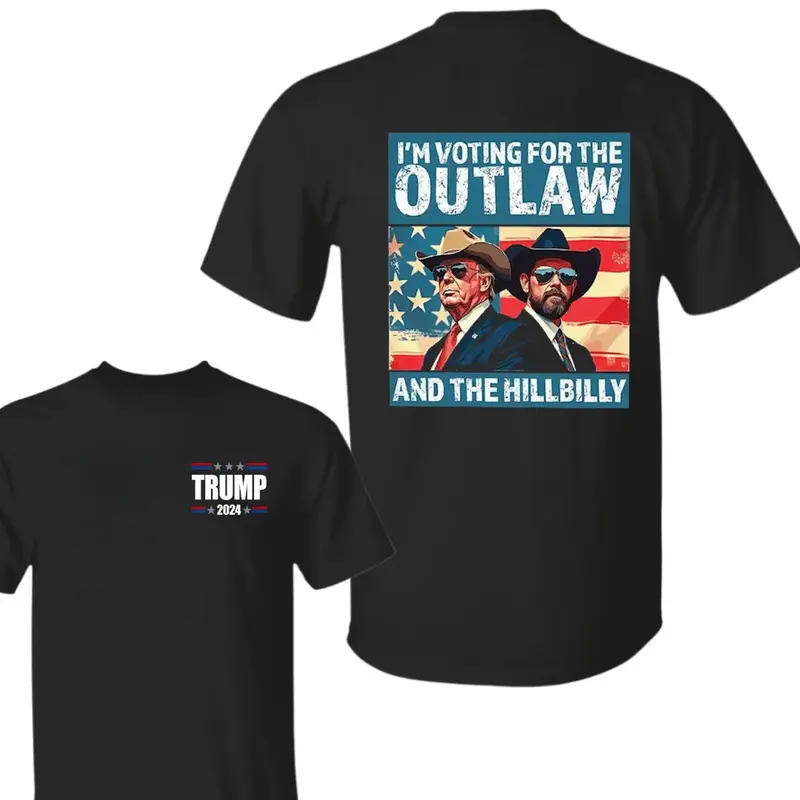 Trump I'm Voting For The Outlaw And Hillbilly American Flag Trum Vance Shirt, Trum Vance 2024 Shirt, Election Shirt, Gift for...