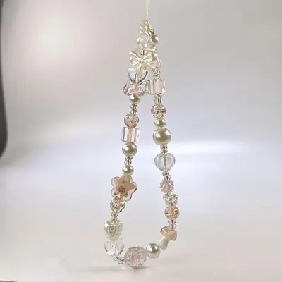 Cute Flower & Bead Decor Phone Strap, Y2K Design Phone Lanyard, Fashion Phone Accessories for Women & Girls, Phone Decoration