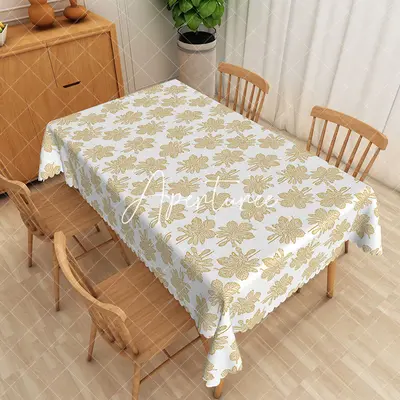 Aperturee Gold Leaf Print Home Party Rectangular Tablecloth, 52 x 70 inch, 30.82 USD, rectangle tablecloths, ZWH01868-A