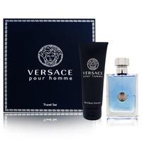 Versace Pour Homme Men Gift Set (3.4 oz Eau De Toilette Spray & Hair and Body Shampoo) - Travel Set