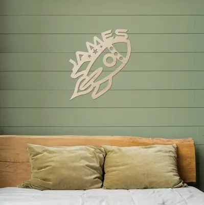 Rocket Name Wood Sign