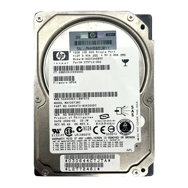 375712-002 HP 72GB 3Gb/s SAS 10000 2.5-Inch Hard Drive