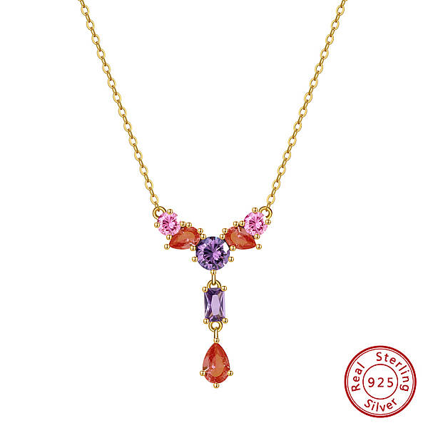 925 Sterling Silver Micro Pave Cubic Zirconia Pendant Necklaces