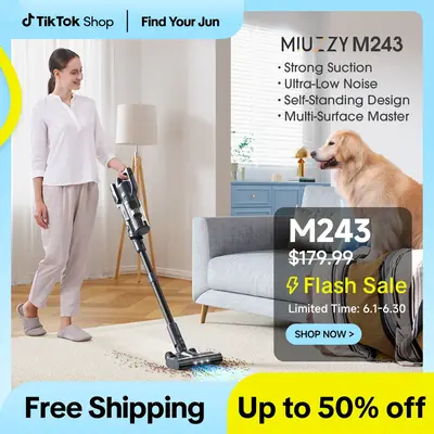 Cordless Vacuum Cleaner M243, 35kPa Powerful Suction, Stick&Handheld Vacuum, Lightweight Vacuum Cleaners for Home, Carpets, H...