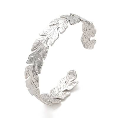 Non-Tarnish 304 Stainless Steel Leaf Cuff Bangles