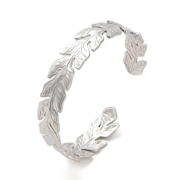 Non-Tarnish 304 Stainless Steel Leaf Cuff Bangles