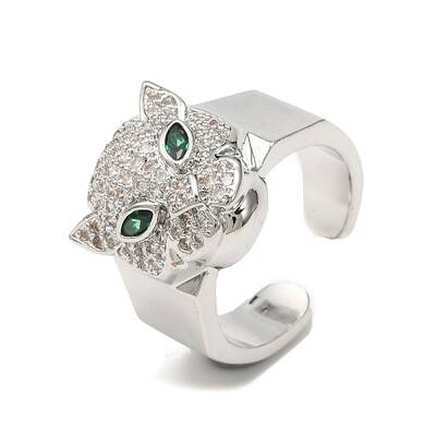 Leopard Cubic Zirconia Open Cuff Ring