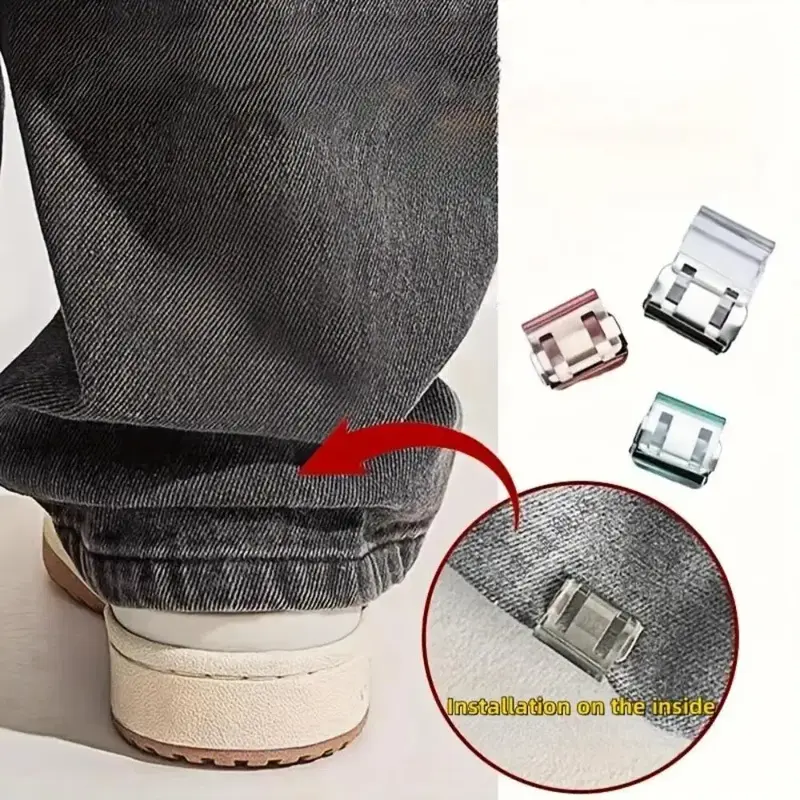 Pants Leg Shortening Invisible Fixed Clip, 10pcs Random Color No Sewing Hidden Buckle Leg Closure Device, Anti-pant Leg Dragi...