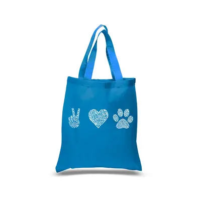 Peace Love Dogs - Small Word Art Tote Bag - Navy - SMALL