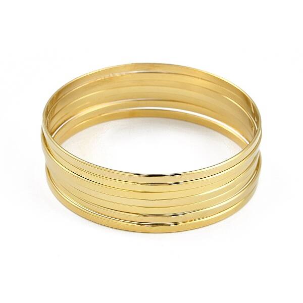 7Pcs Flat Vacuum Plating 201 Stainless Steel Bangles Sets for Women