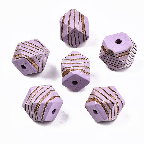 Painted Natural Wood Beads