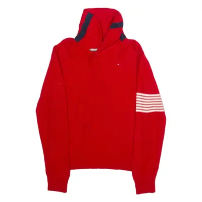 TOMMY HILFIGER Boys Jumper Red Roll Neck Tight Knit L