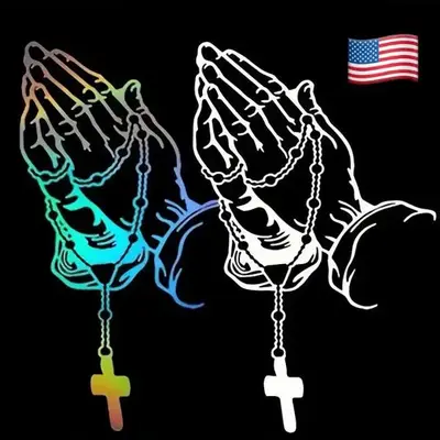 Pack of 6 Bumper Stickers Car Stickers Pearl Rosary God Jesus Christ Reflective Vinyl Car Decals Art Decal for Car Windshiel...