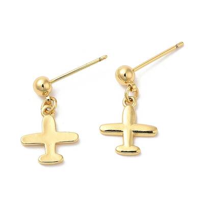 Rack Plating Brass Airplane Dangle Stud Earrings